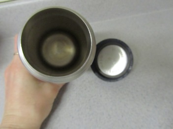 Inside the metal hot coffee cup